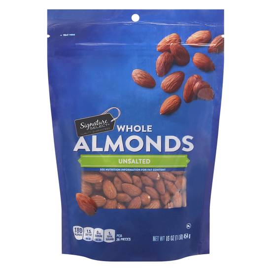 Signature Select Unsalted Whole Almonds (16 oz)