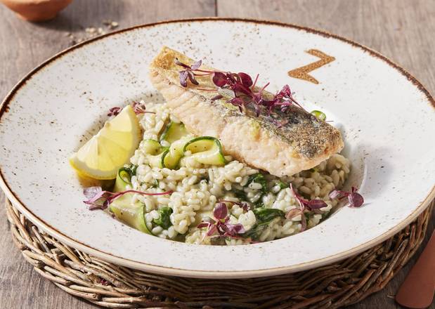 Pan Fried Salmon & Pesto Risotto