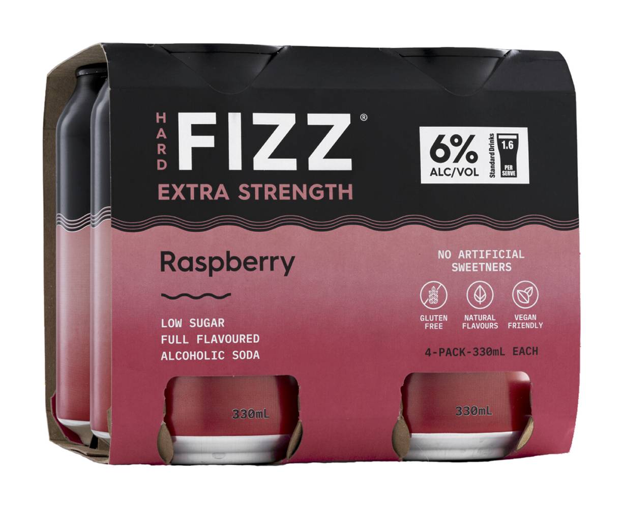 Hard Fizz Extra Strength Raspberry Hard Soda Can 330mL X 4 pack