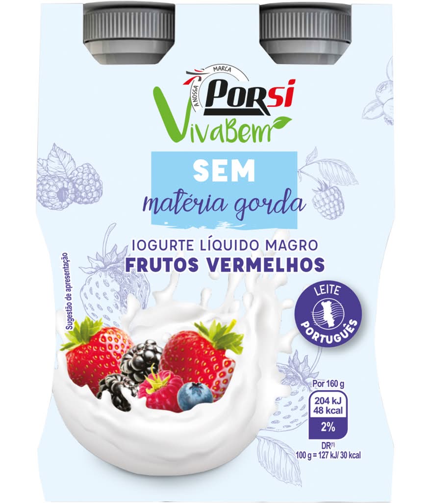 PorSi Viva Bem - Iogurte lÃquido magro frutos vermelhos,  4x160 ml