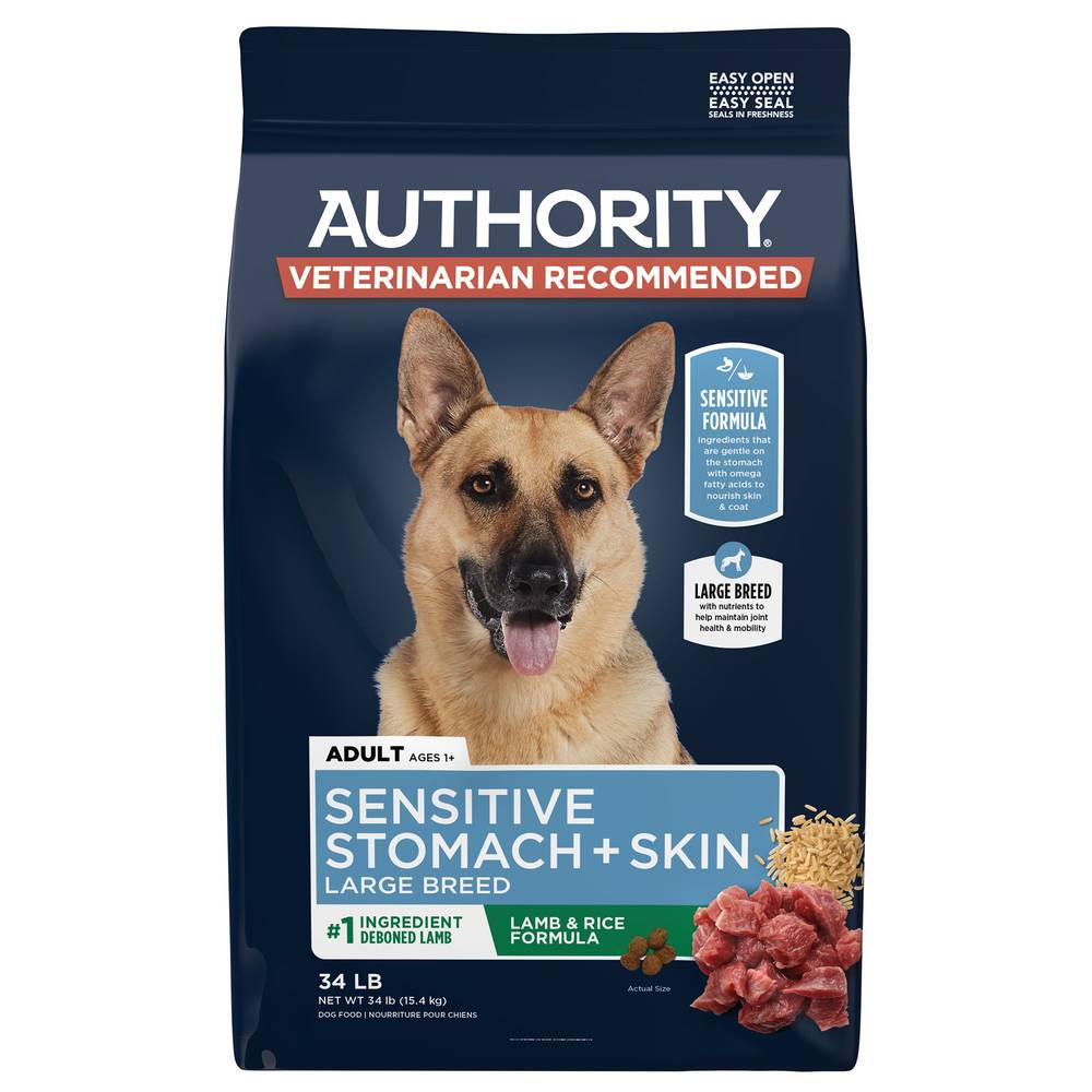 Authority Sensitive Stomach & Skin Large Breed Adult Dog Dry Food Lamb & Rice - 34 lb (Size: 34 Lb)