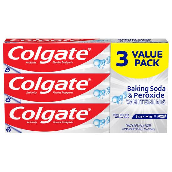 Colgate Baking Soda and Peroxide Whitening Toothpaste (3 ct)