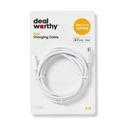 Dealworthy Usb-C To Lightning Fast Charging Cable, 8 Ft , White