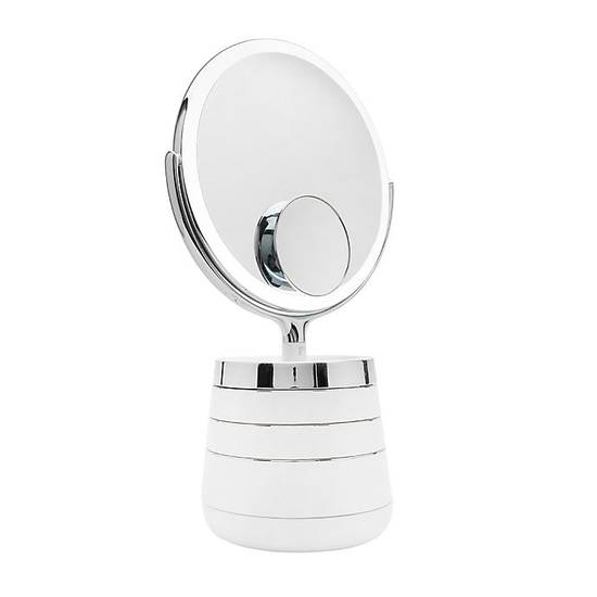 Sharper Image® SpaStudio Vanity Plus 10-Inch Round Mirror with Storage in Silver