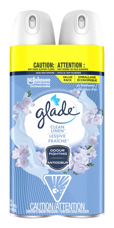 Glade désodorisants en aérosol parfumés pour la maison et la salle de bain linge propre (2 unités) - glade air freshener room spray clean linen (470 g, 2 ct)