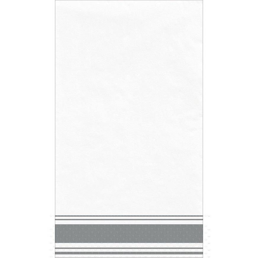 Party City Striped Border Premium Paper Buffet Napkins, 4.5in x 7.75in, Silver (40 ct)