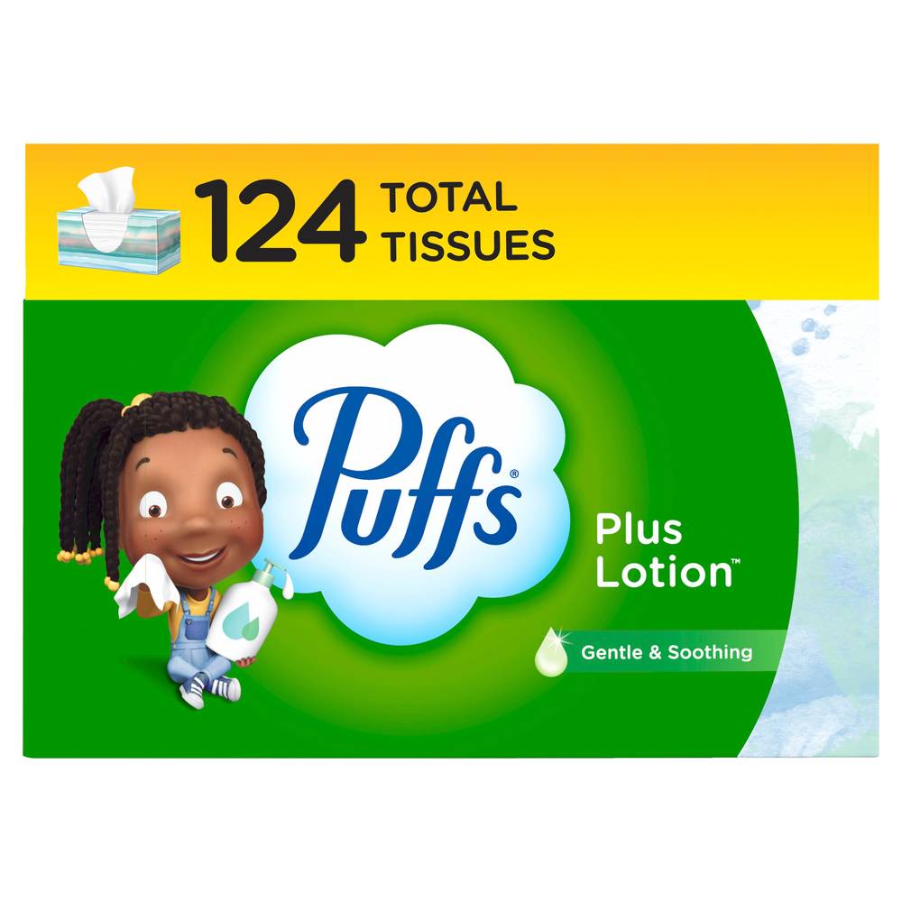 Puffs Plus Lotion Facial Tissues, 1 Box, 124 Ct