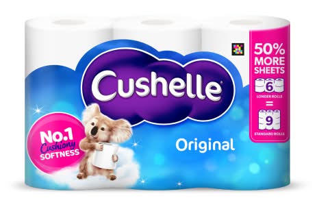 Cushelle Original 50% Longer Lasting Toilet Tissues (6 pack)