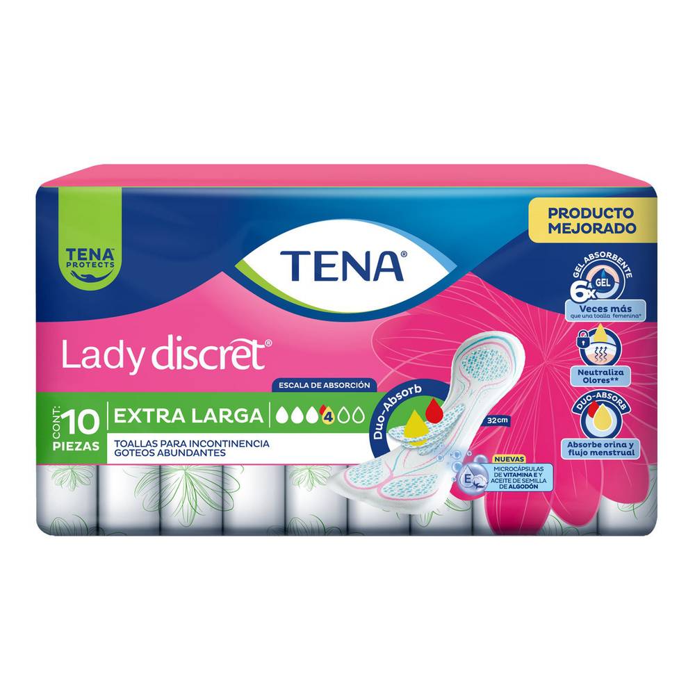 Tena  lady discret toalla incontinencia extra larga (10 piezas)