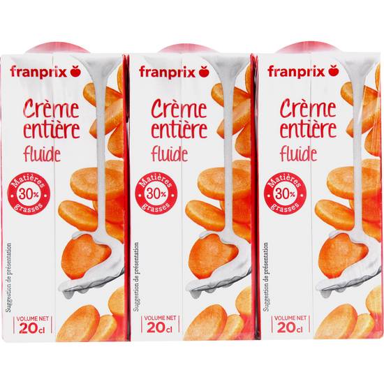 Crème entière fluide 30% mg Franprix 3x20cl