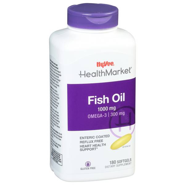 Hy-Vee HealthMarket Fish Oil 1000mg - Omega-3 Enteric Coated Softgels