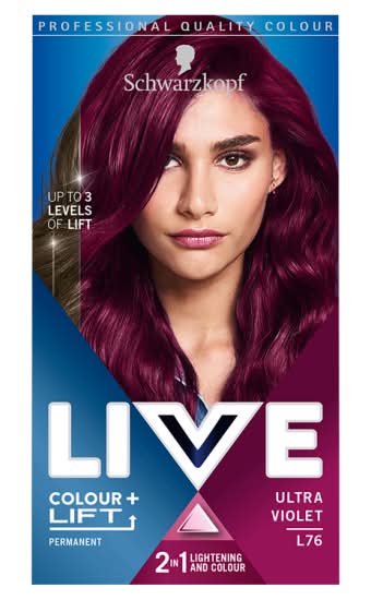 Schwarzkopf Live Colour + Lift Purple Hair Dye Ultra Violet L76 Permanent (100g)