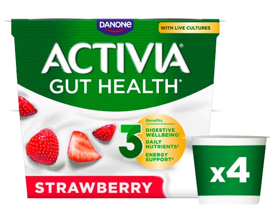 Activia Strawberry, Gut Health Yogurt (4 x 115g)