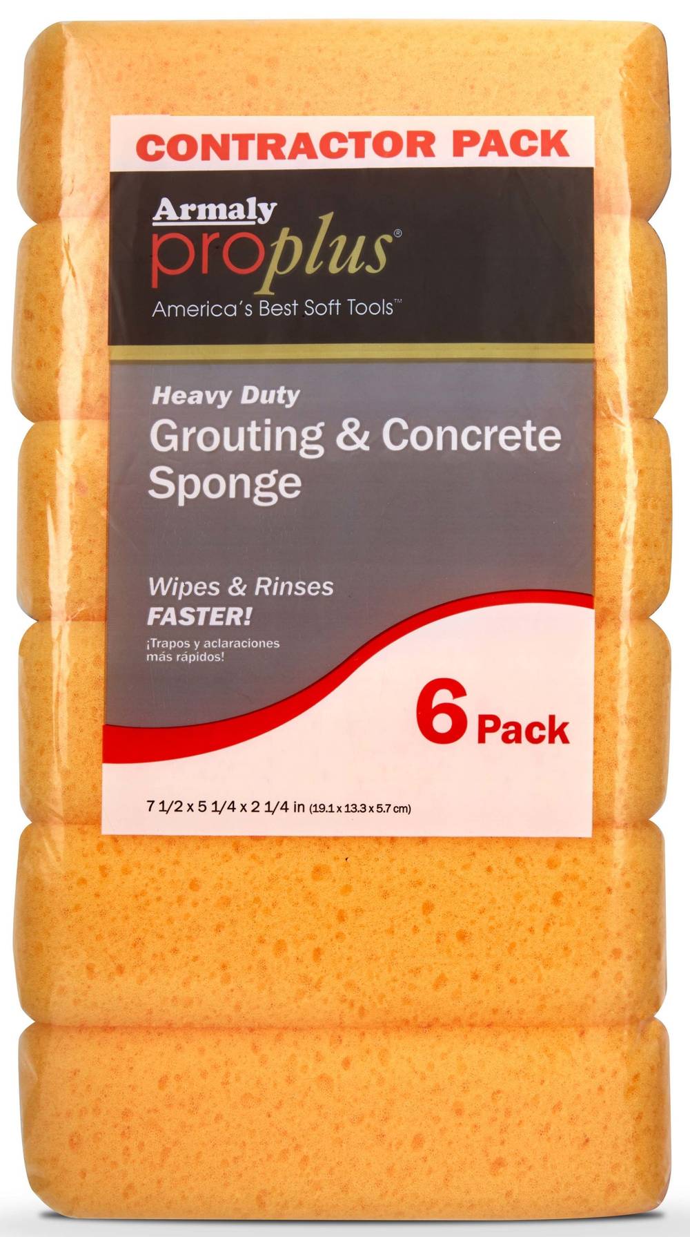 Armaly ProPlus ProPlus Yellow Heavy Duty Polyurethane Grout sponge 6 -Pack | 72663