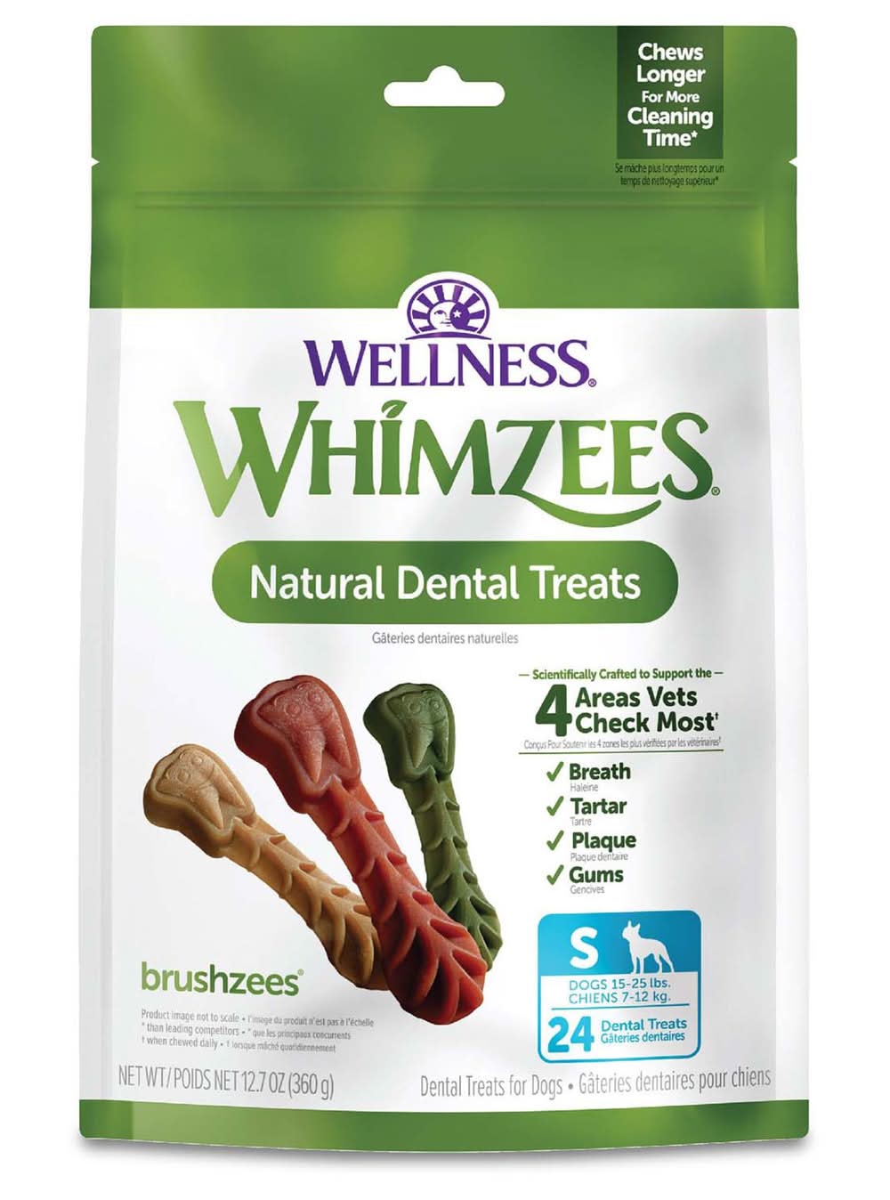 Whimzees Brushzees Small Chew Dog Treats, 24 pack