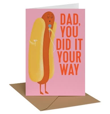 Recycled Paper Greetings Father's Day Card for Dad Hot Dog Singing Into Mic
