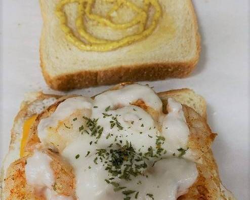 Shrimp Avocado Egg Toast