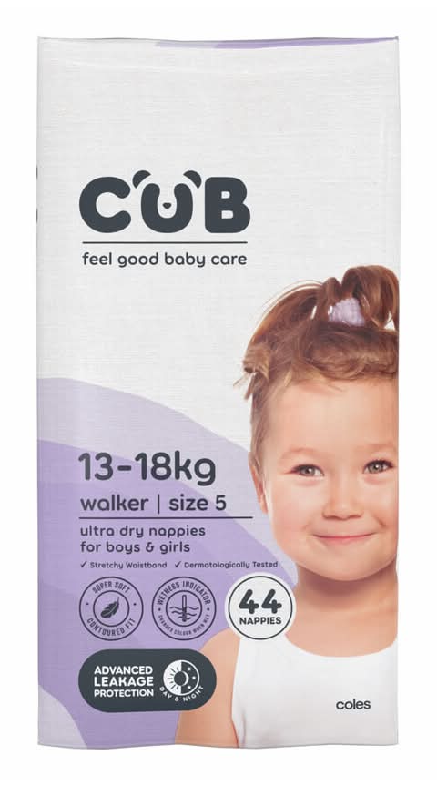 CUB Walker Nappies, Unisex, Size 5 (44 pack)