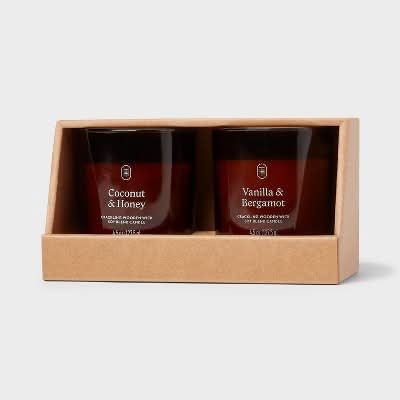 Threshold Amber Glass Jar Candle Gift Set, Assorted (2 x 4.5 oz)