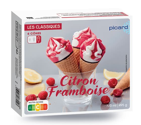 6 cônes citron-framboise