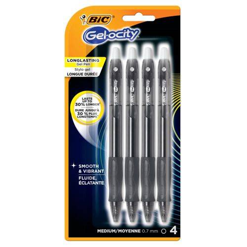 BiC Gelocity Gel Pens Black 4 pack