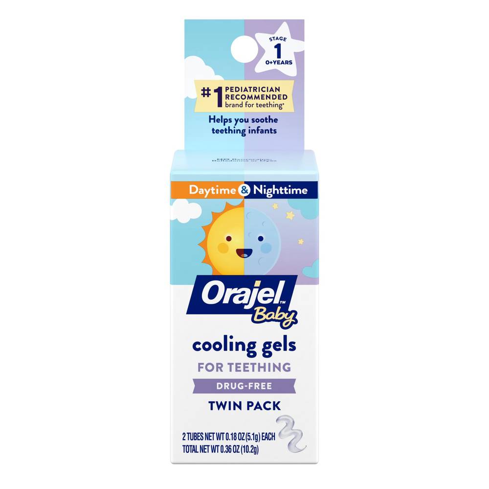 Orajel Baby Twin pack Daytime & Nighttime Non-Medicated Cooling Gel For Teething (2 ct)