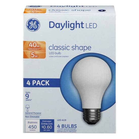 Ge Daylight Led Classic Shape 40 Watts Light Bulbs