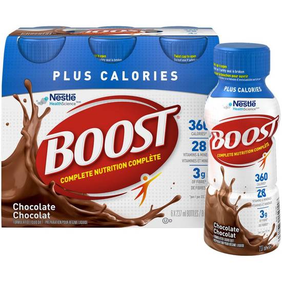 Boost substitut de repas liquide à saveur de chocolat, plus calorie (6x237 ml) - plus calories chocolate (6x237ml)