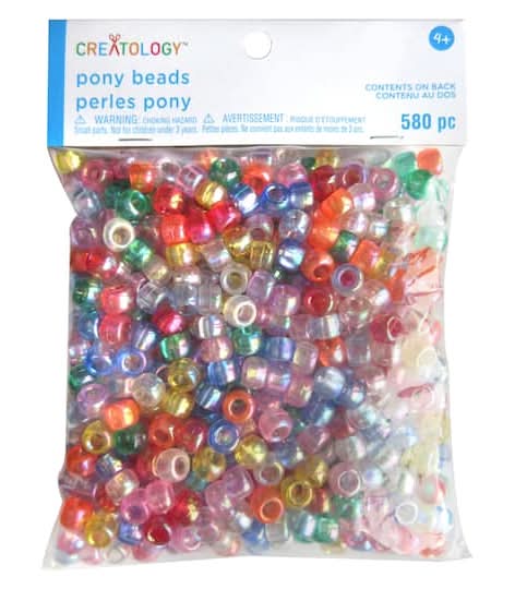 Creatology Pony Beads For Ages 4+, 6MMX 9MM, Multicolor (580 ct)