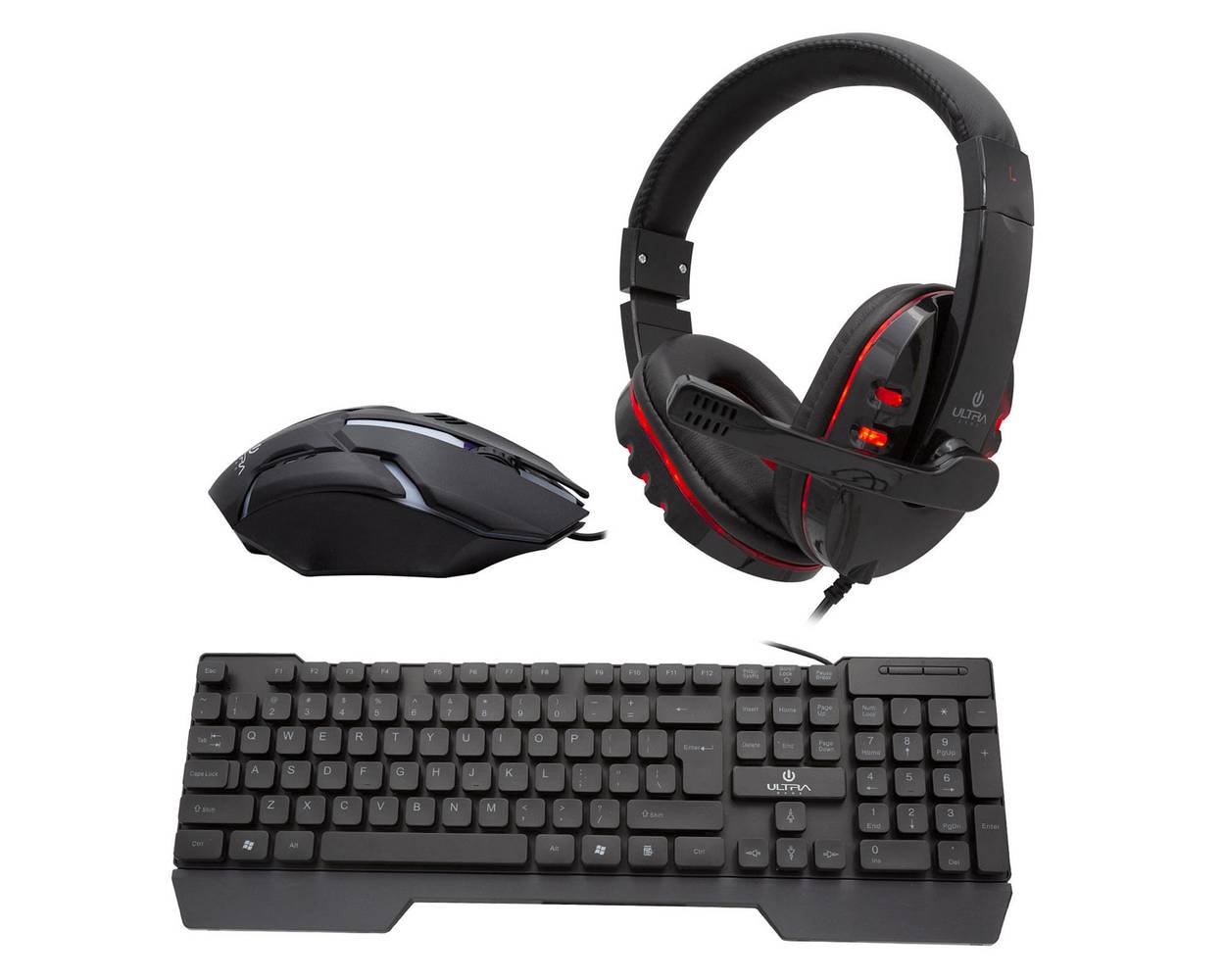 Ultra kit gamer teclado + mouse + audifonos rgb (comx3)