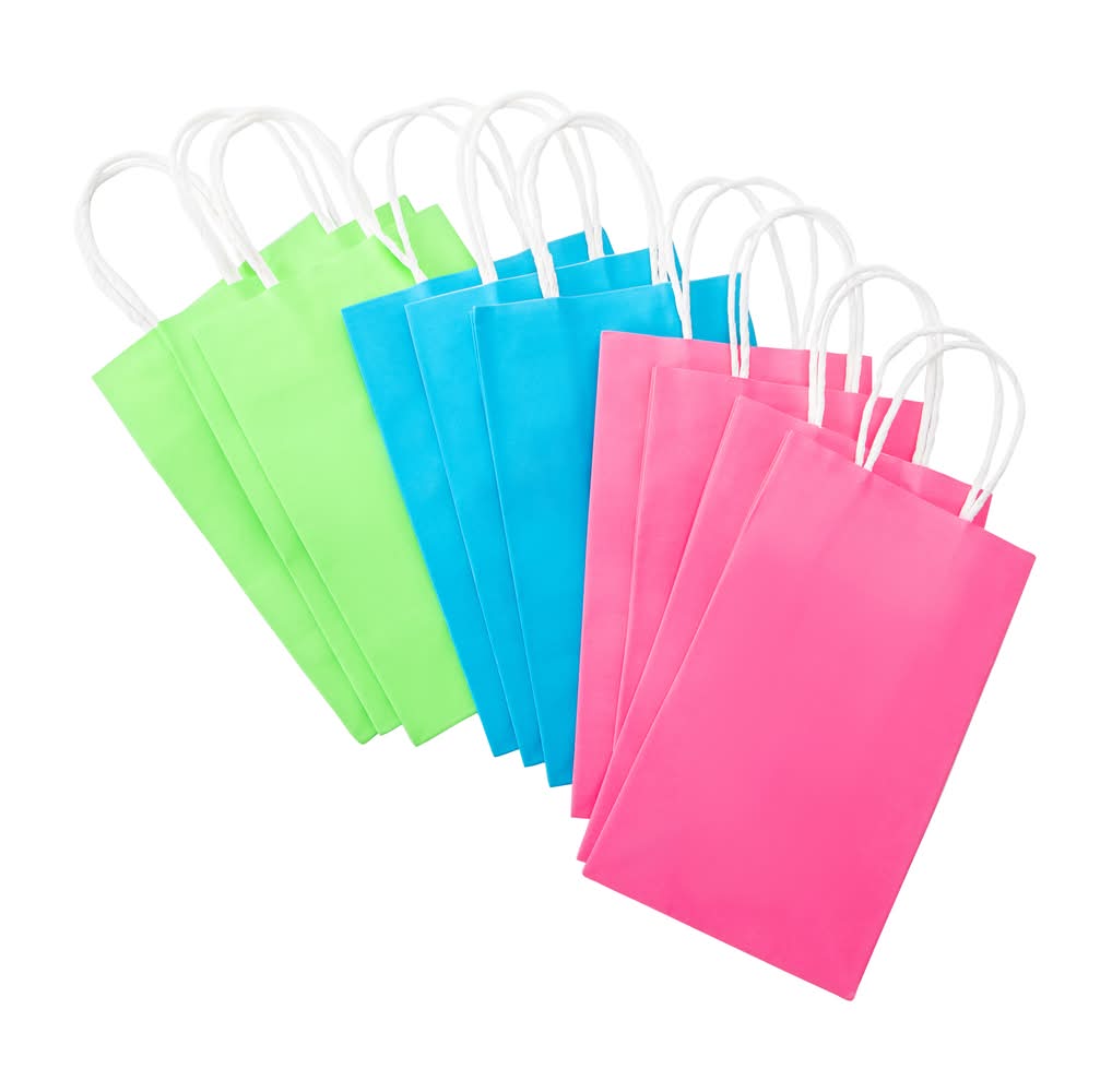 Kraft Small Gift Bags 10-Pack Neon