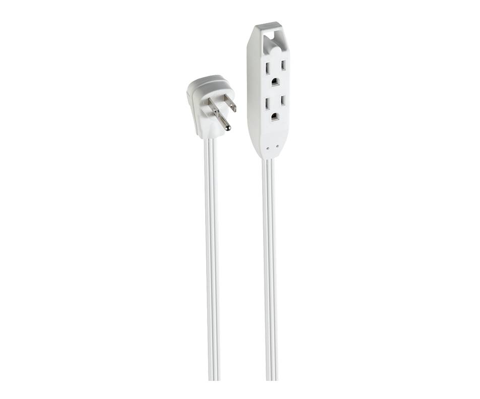 Globe electric rallonge à 3 prises, 3 prises, gauge 16, 13 amp, utilise dedans, 6.5 pi - 3 outlet extension cord, rounded outlets, 16 gauge, 13 amp, indoor use, 6.5 feet (3 g)