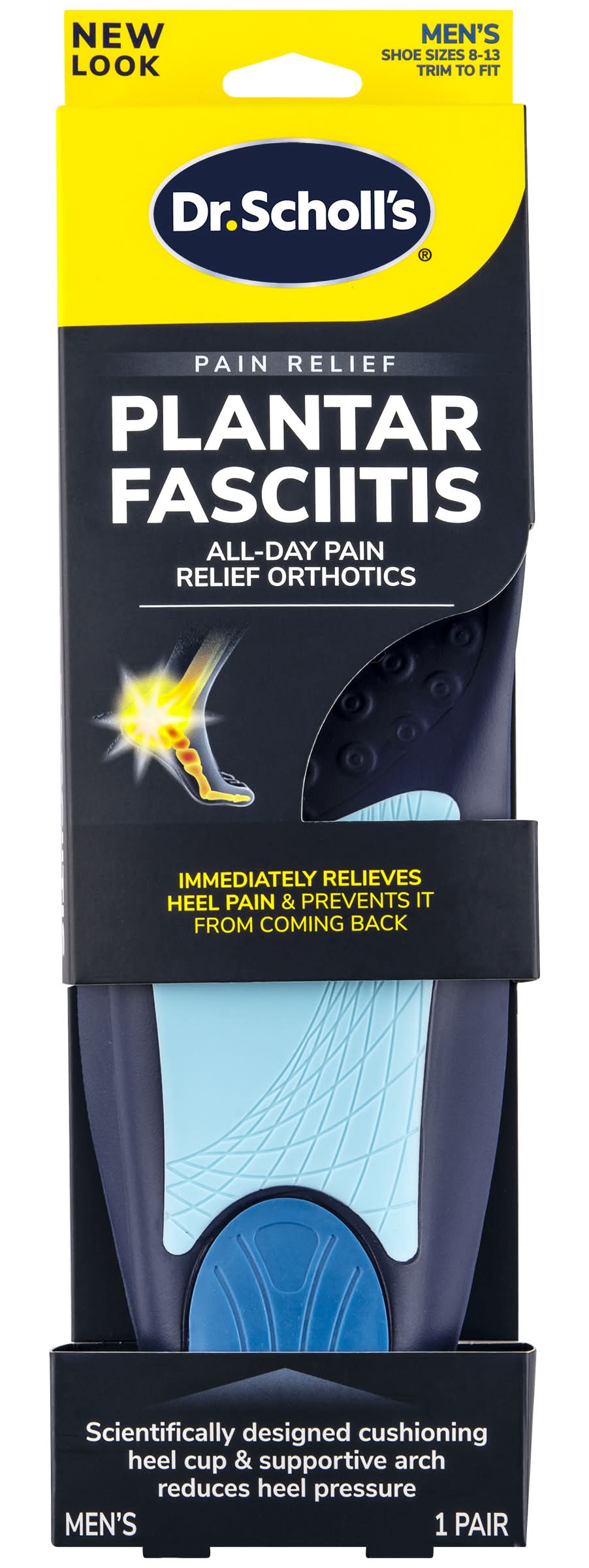 Dr. Scholl's Men Pain Relief Orthotics For Plantar Fasciitis, 8-13 (6.4 oz)
