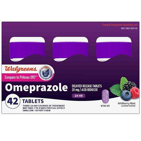 Walgreens Omeprazole Delayed Release Tablets 20 Mg, Acid Reducer Wildberry Mint