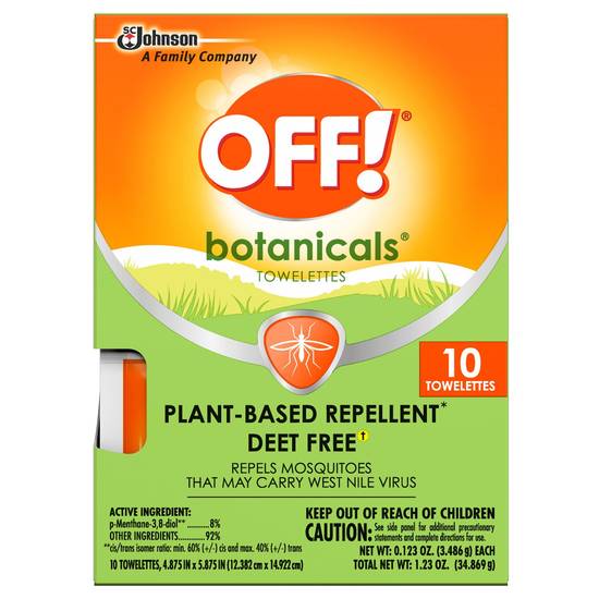 OFF! Botanicals Insect Repellent Towelettes, 10 CT