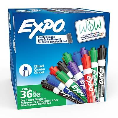 Expo Low Odor Tank Dry Erase Marker, Chisel Tip, Assorted Colors, 36/Pack (1921061)