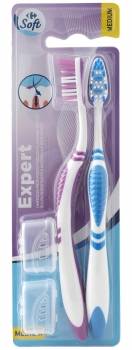 Cepillo de dientes medio cerdas cruzadas Carrefour Soft 2 ud.