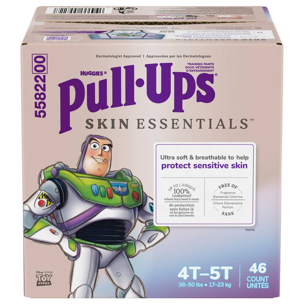 Pull-Ups Skin Essentials Boys Disposable Training Pants, Size 4T-5T (46 ct)