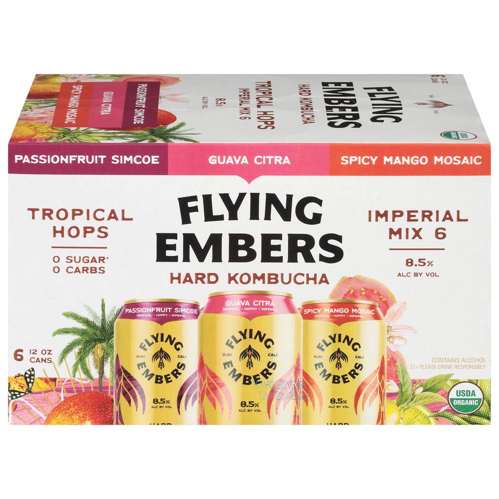 Flying Embers Tropical Hops Assorted Mix Hard Kombucha Cans (6 x 12 oz)