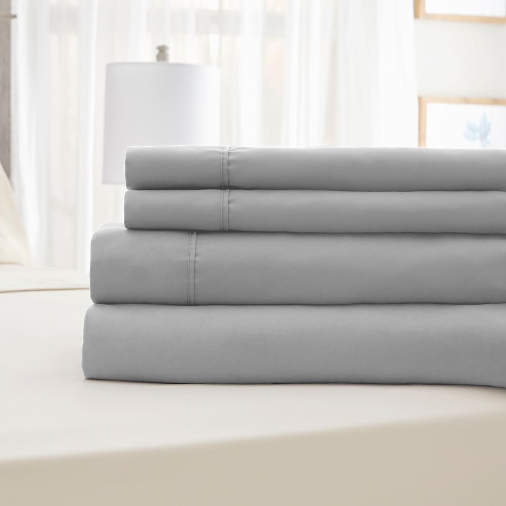 Serta King 85 -Thread Count Microfiber Grey Bed Sheet Set | 1639494