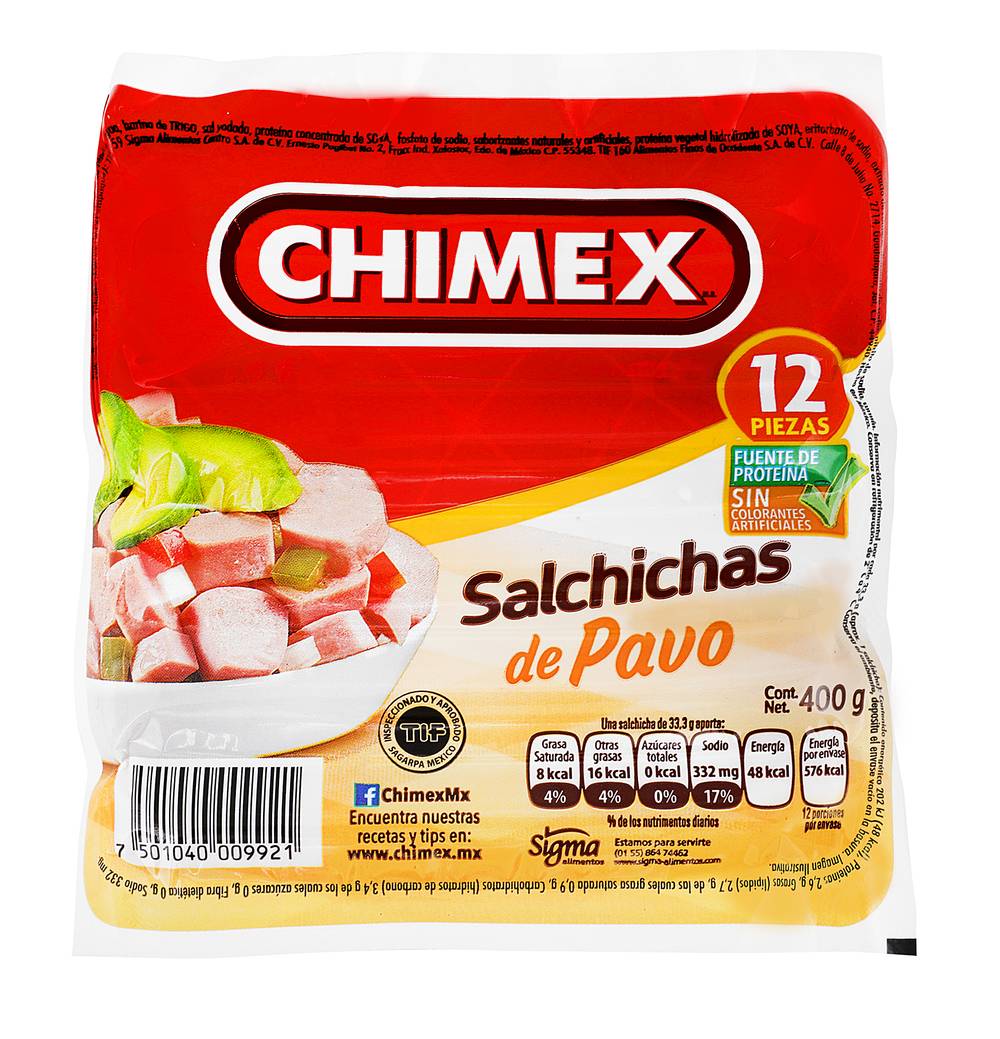 Chimex · Salchichas con pavo (400 g)
