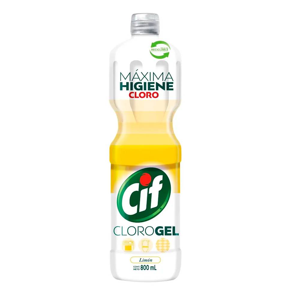Cif limpiador gel con cloro limón (botella 800 ml)