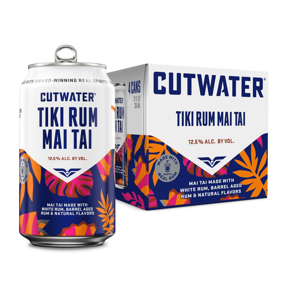 Cutwater Spirits Bali Hai Tropical Tiki Rum Mai Tai Cocktail (4 pack, 12 fl oz)