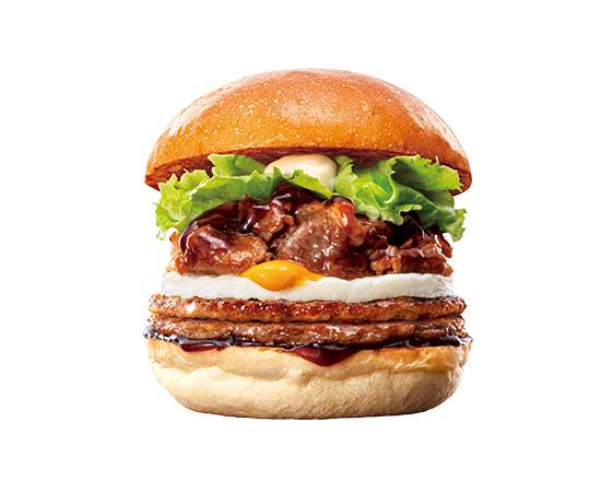 【単品】ダブルパティとろたま牛すき焼きバーガー Double Patty Beef Sukiyaki Burger with Toro-Tama