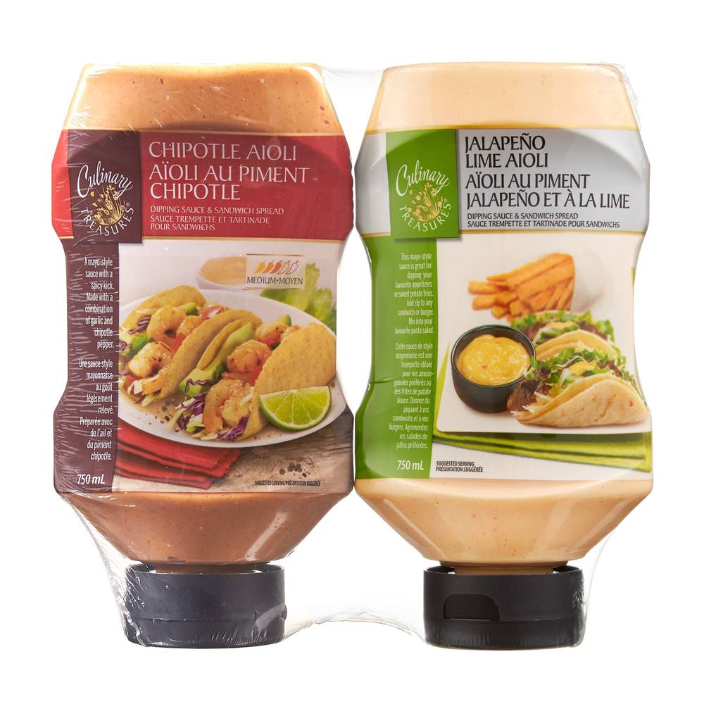 Culinary Treasures Jalapeno Lime And Chipotle Aioli, 2 X 750 Ml