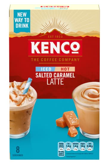 Kenco Salted Caramel, Iced Hot Latte Coffee Sachets (8 pack)