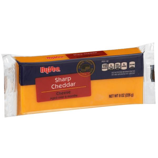 Hy-Vee Sharp Cheddar, Cheese (8 oz)