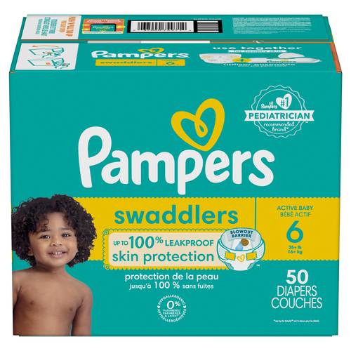 Pampers swaddlers couches pour bébés - swaddlers baby diapers (50 unités) (étape 6)