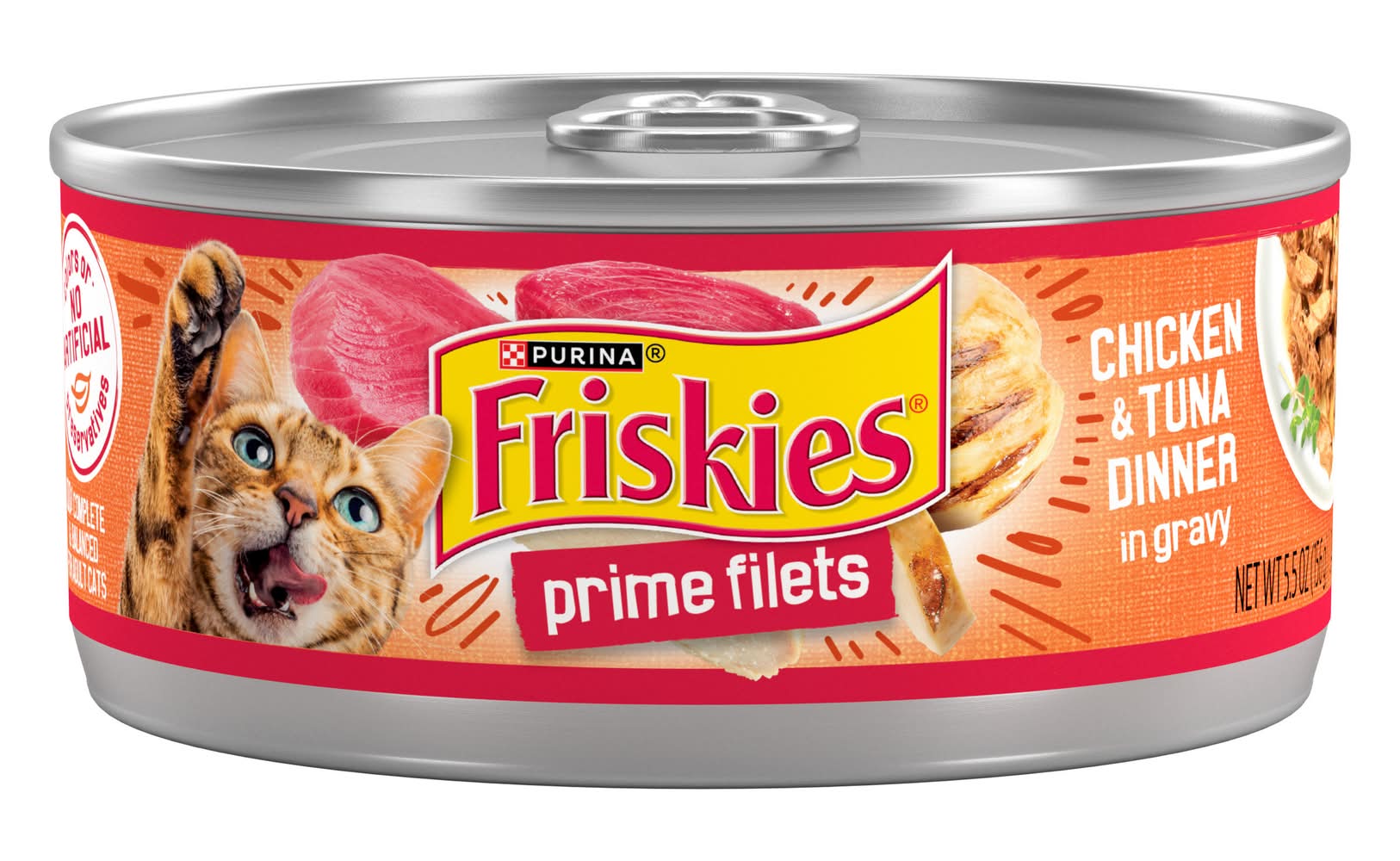 Purina Friskies Prime Fillets Dinner in Gravy Cat Food, Chicken & Tuna (5.5 oz)