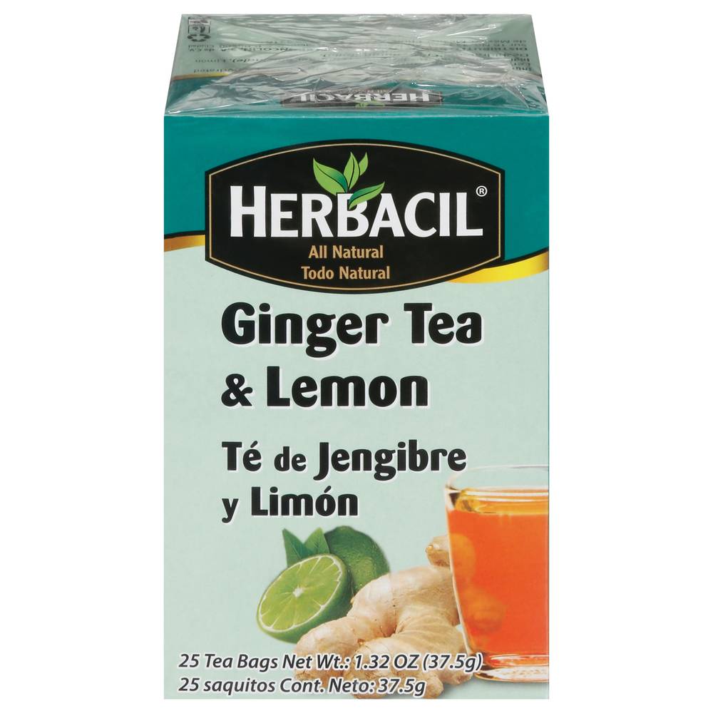 Herbacil Ginger Tea & Lemon Tea (1.32 oz, 25 ct)